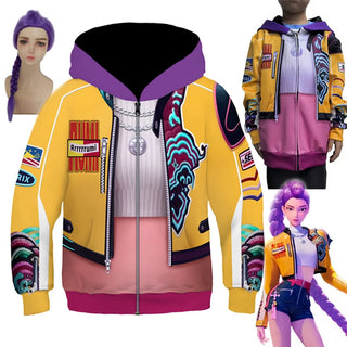 Kids Rumi Jacket Demon Hunter of KPop Cosplay Costume Children Child Girls Hoodies Disguise Roleplay Fantasia Clothing Halloween