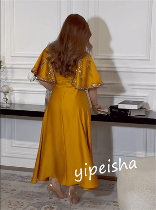 Evening Satin Occasion Gown Midi Dress - Epictzar Intl.