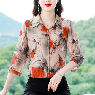 Stylish Printed Mid-Sleeve Versatile Tops