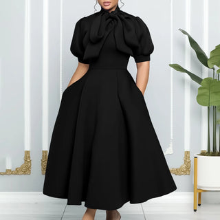 Luxury Bow Collar Elegant Party Dress