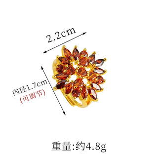 Luxury 24K Pure Gold Sunflower Ring
