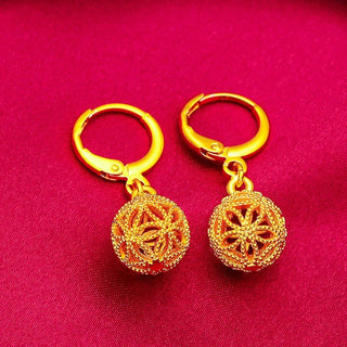 Beaded Hollow 24K Gradient Gold Drop Earrings - Epictzar Intl.