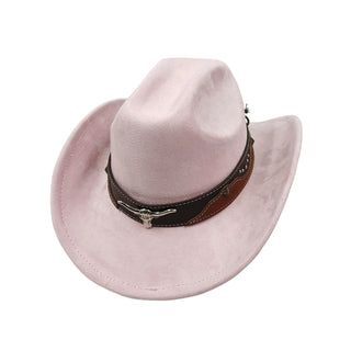 Suede Leather Cowboy Fedora Hat