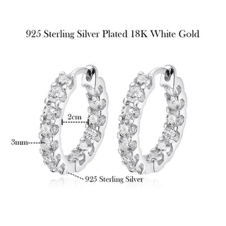 COSYA 2.6ct D Color Moissanite Earrings For Women 925 Sterling Silver Plated White Gold Hoop Earring Sparkling Wedding Jewelry