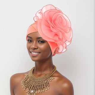 Exaggerated Large Flower Turban Hat for Women Nigeria Wedding Party Headwear Afrcian Female Head Wraps