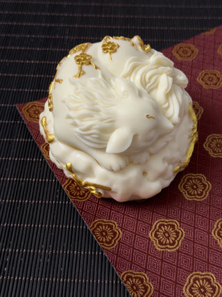 Ivory Fruit Painted Gold Nine Tailed Fox Plate Incense Burner Chinese Style Incense Indoor Tea Room Creative Craft Decoration