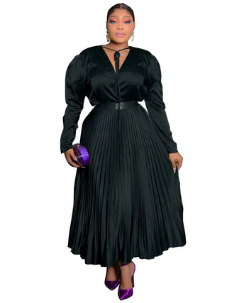 Women's V - neck Blouse & Maxi Skirt Suit - Epictzar Intl.