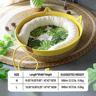 Indoor Straw Plaited Basket Pet Bed