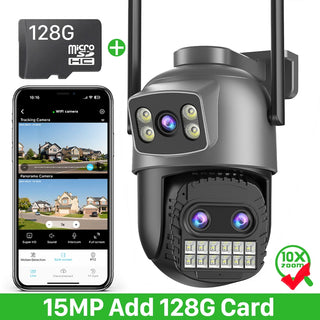 ABUNTU PTZ Wifi Camera 10X Zoom Four Lens Four Screens Outdoor IP66 Waterproof Surveillance Camera Night Vision CCTV Security