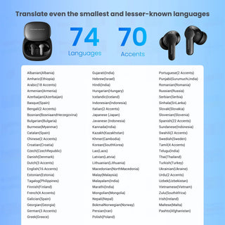 Wooask M3 Translator Earbuds, Two-Way Instant Voice Translator Device for 144 Languages and 8 Offline Packs,for Travel Business
