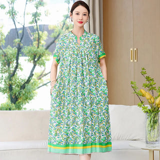 Women Loose Cotton Print Lounge Nightgowns
