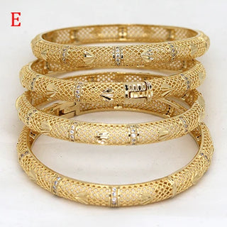 GirlS With white rhinestones Dubai Bangles For Women Bengal Africa luxury Jewelry Saudi Arab Bracelets Habesha Indian Bride Gift