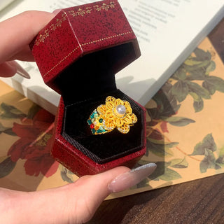 Double-Layer 24K Gold Unique Flower Ring
