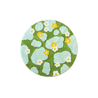 Plush Woven Soft Moss Floral Rug