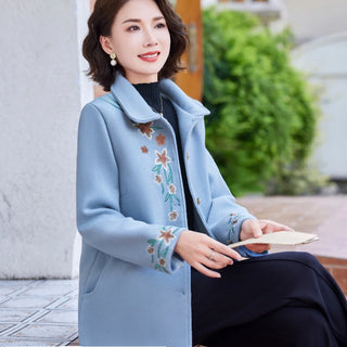 Luxury Floral Short Woolen Coat