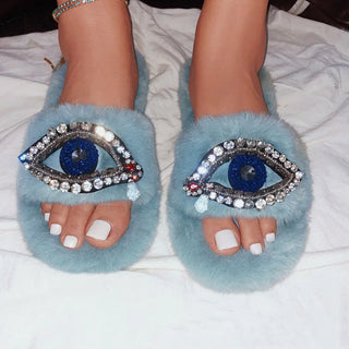 Plush Cotton Fashion Faux Fur Slippers