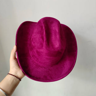 Suede Leather Cowboy Fedora Hat