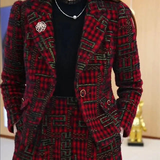 Vintage 2-Pcs Plaid Skirt Set