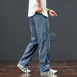 Summer Thin Soft Lyocell Fabric Pants Men Baggy Straight Wide Leg Pants Elastic Waist y2k Jogging Casual Trousers Plus Size 5XL