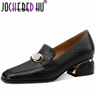Classic Genuine Leather Mid Heels Shoes
