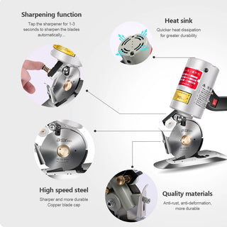 Electric Scissors Handheld Electric Shears Cloth Cutter Cutting Machine Kit Cutting Round Knife for Fabric