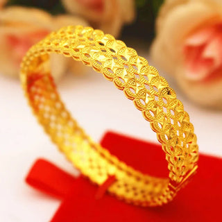 Exquisite Luxury 24K 9999 Pure Gold real gold Korean Style Simple New Women Bracelet Open Bracelet