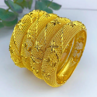 Luxury Dubai 24K Gold Plated Bangles For Women Indian African Bracelets Charm Wedding Ethiopian Arabic Hand Jewelry Party Gifts