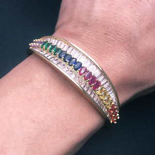 Emerald Sapphire Zircon Gemstone Bangle