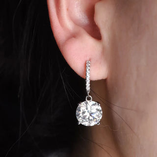 IGOTOS 10cttw Round Cut Moissanite Drop Earrings D VVS S925 Silver Women Luxury Diamond Hoop Earrings Fine Jewelry Gifts GRA