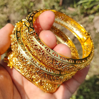24K Ethnic Gold Color Dubai Bangles Ethnic Wedding Luxury Bangles&Bracelet  Women Girl Bride Cuff  Dubai Bangles