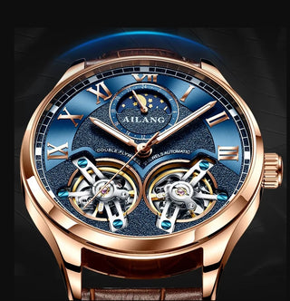 AILANG Original Design men's Double Flywheel Automatic Mechanical Watch Fashion Leisure Business Luxury Clock