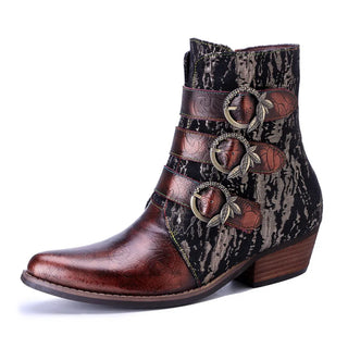 Floral Bohemian Zipper Ankle Boots