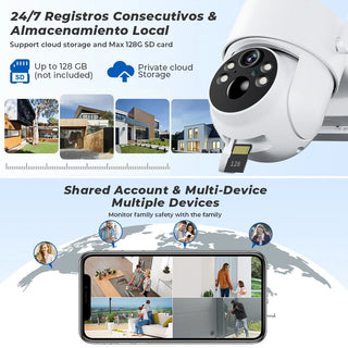 4K 8MP WiFi Solar Camera Outdoor Battery WiFi IP Camera Dual Lens Wireless Surveillance Camera iCsee APP Security Protection
