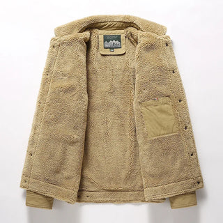Men 2025 Winter New Fleece Thick Warm Jacket Men Fashion Casual Windproof Coat Men Autumn Outwear Outdoor Fur Collar Jacket Men