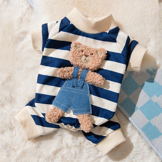 Striped Print Pet Dog Jumpsuits