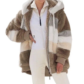 Loose Multicolor Hooded Commute Coat