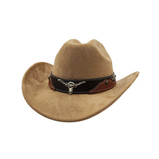 Suede Leather Cowboy Fedora Hat