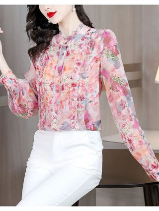 Stylish Floral Chiffon Blouse
