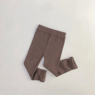 MILANCEL 2024 Autumn Winter High Elastic Knitted Kids Sweater Pants Skinny Solid Toddler Boys Girls Leggings Trousers for 1-6y