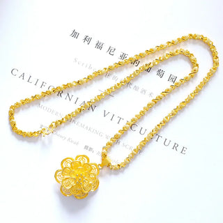 Luxury 24K Gold Flower Pendant Necklace