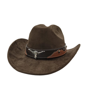 Suede Leather Cowboy Fedora Hat