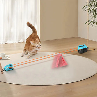 Interactive Cat Toy Chase Run Exercise Mental Stimulation Cat Feather Toy Treadmill for Indoor Cats for Bored Kitten Puppy Play