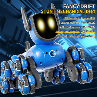 Q200 Intelligent Mechanical RC Dog Gesture Induction Remote Control Toy Eight Wheels Four Wheels Stunt Animal Toys for Children.
