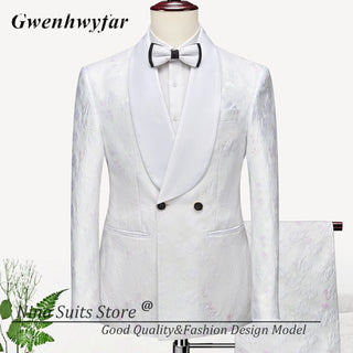 G&N 2023 New Series Men Suits Blazer Beautiful Lilac Purple Floral Pattern Tuxedos 3 Pieces Formal Party Costume Homme Slim Fit