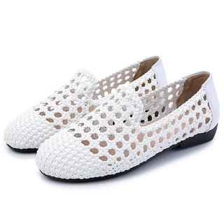 GKTINOO 2025 Summer New Genuine Leather Sandals For Women Hand-woven Hollow Flat  Soft Sole Large Size Women's Shoes