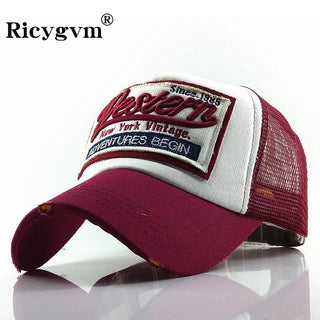 Summer Mesh Trucker Hat For Men Women Retro Letter Baseball Cap Adjustable Outdoor Sun Visors Hip Hop Snapback Bonnet кепка y2k