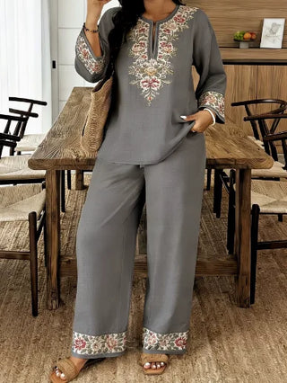 Floral Print High Waist Pants Set