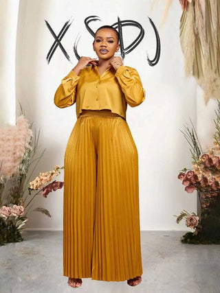 Luxury Elegant Ladies Pleated Pants Set - Epictzar Intl.