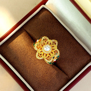 Double-Layer 24K Gold Unique Flower Ring
