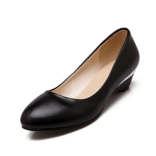 ANOVISHANA Brand Office Ladies Pumps Round Toe Heels 3.5cm Slip On Plus Size 46 47 48 Spring Summer Women Loafers Shoes